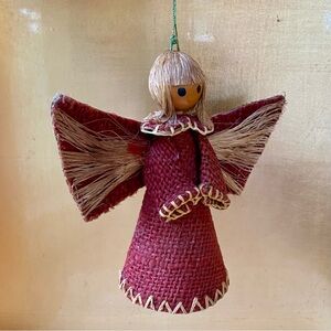 Vintage Burlap Christmas Angel Ornament or Treetopper